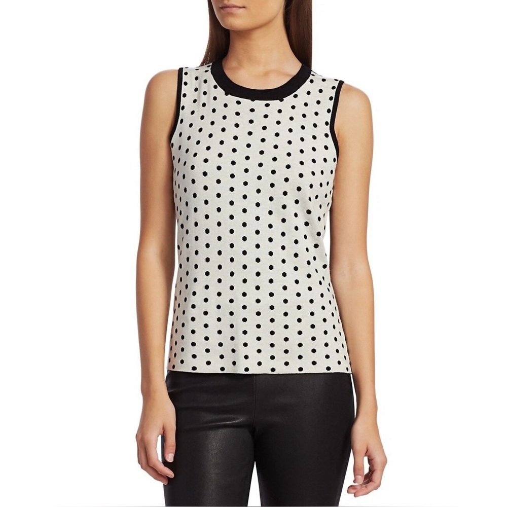 Saks Fifth Avenue Women’s Silk Cashmere Top Small Black Off White Quiet Luxury